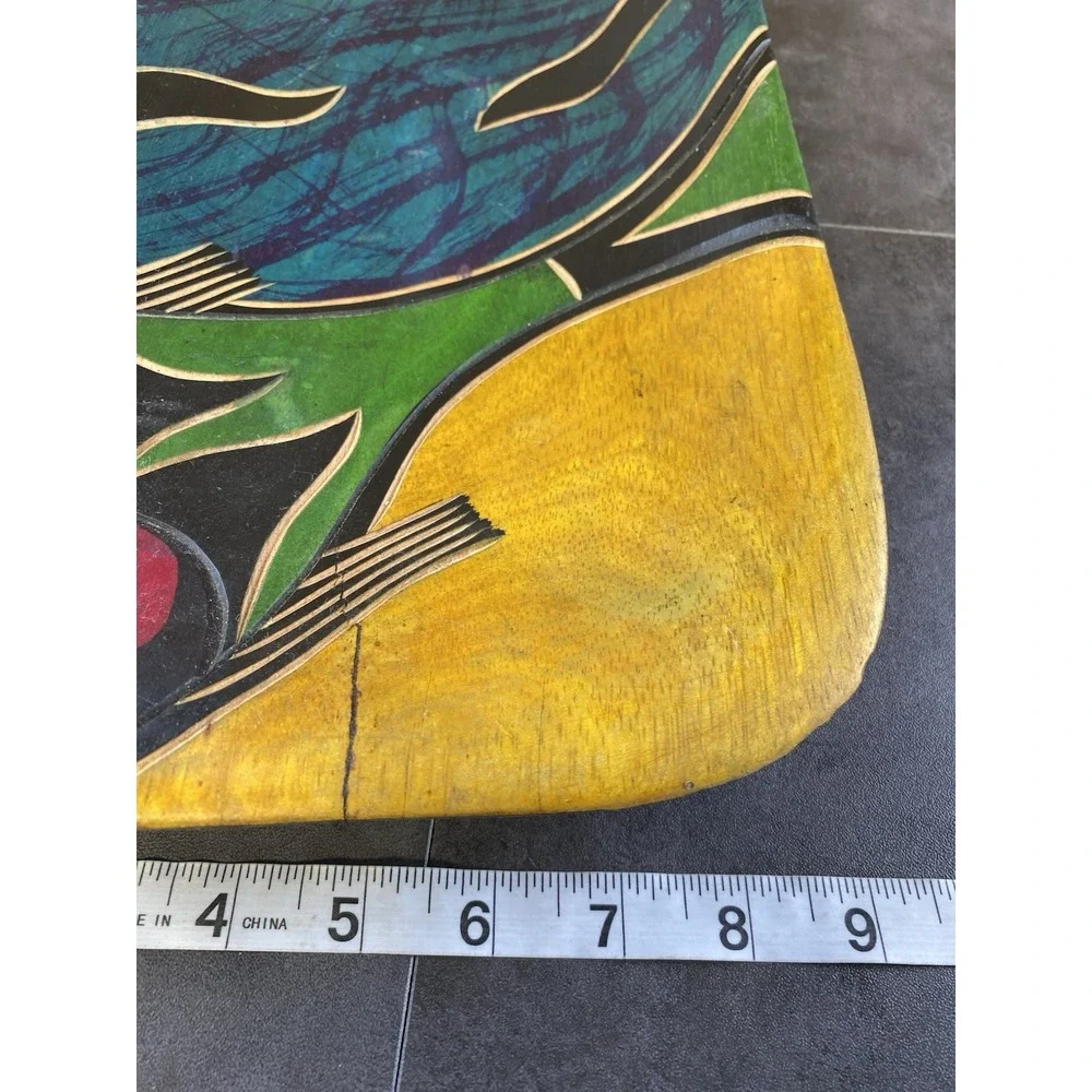 Tropical Fish Hand Painted Wooden Serving Bowl